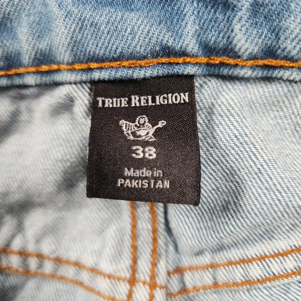 True Religion Jeans Mens 38x32 Ricky‎ Relaxed Straight Light Wash Blue Denim
